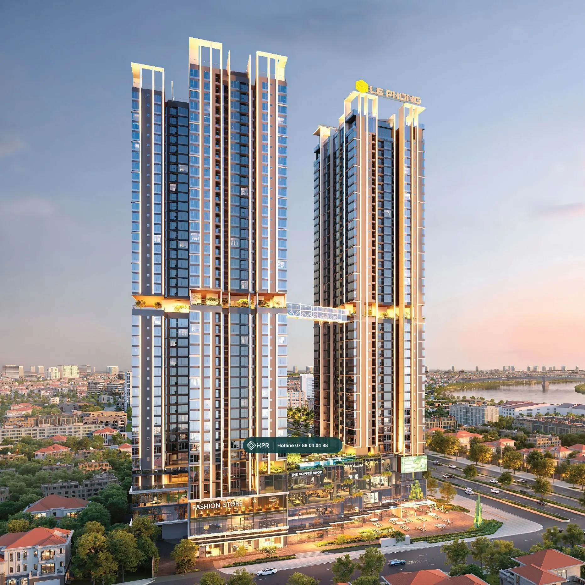 Phối cảnh hai tháp The Emerald Boulevard bên Quốc lộ 13, phường Bình Hòa, TP.HCM