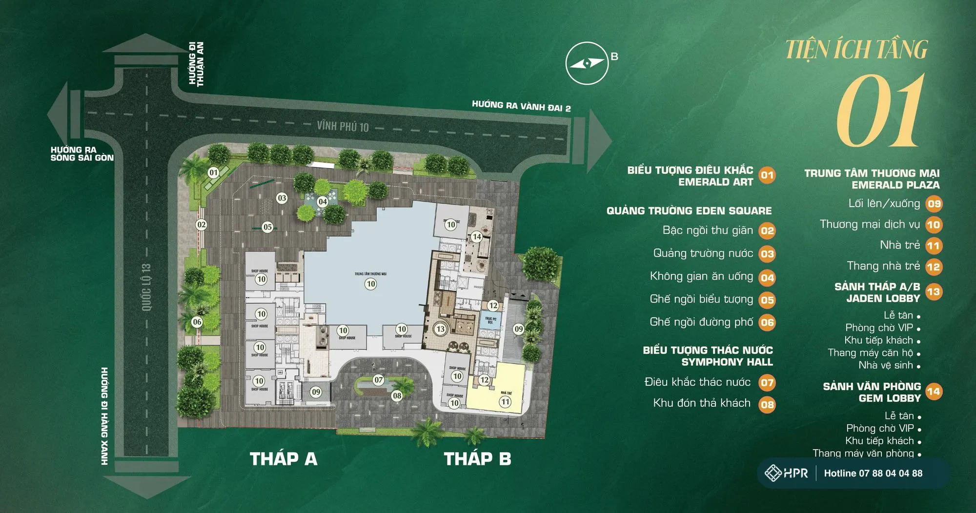 Mặt bằng tiện ích tầng 1 The Emerald Boulevard